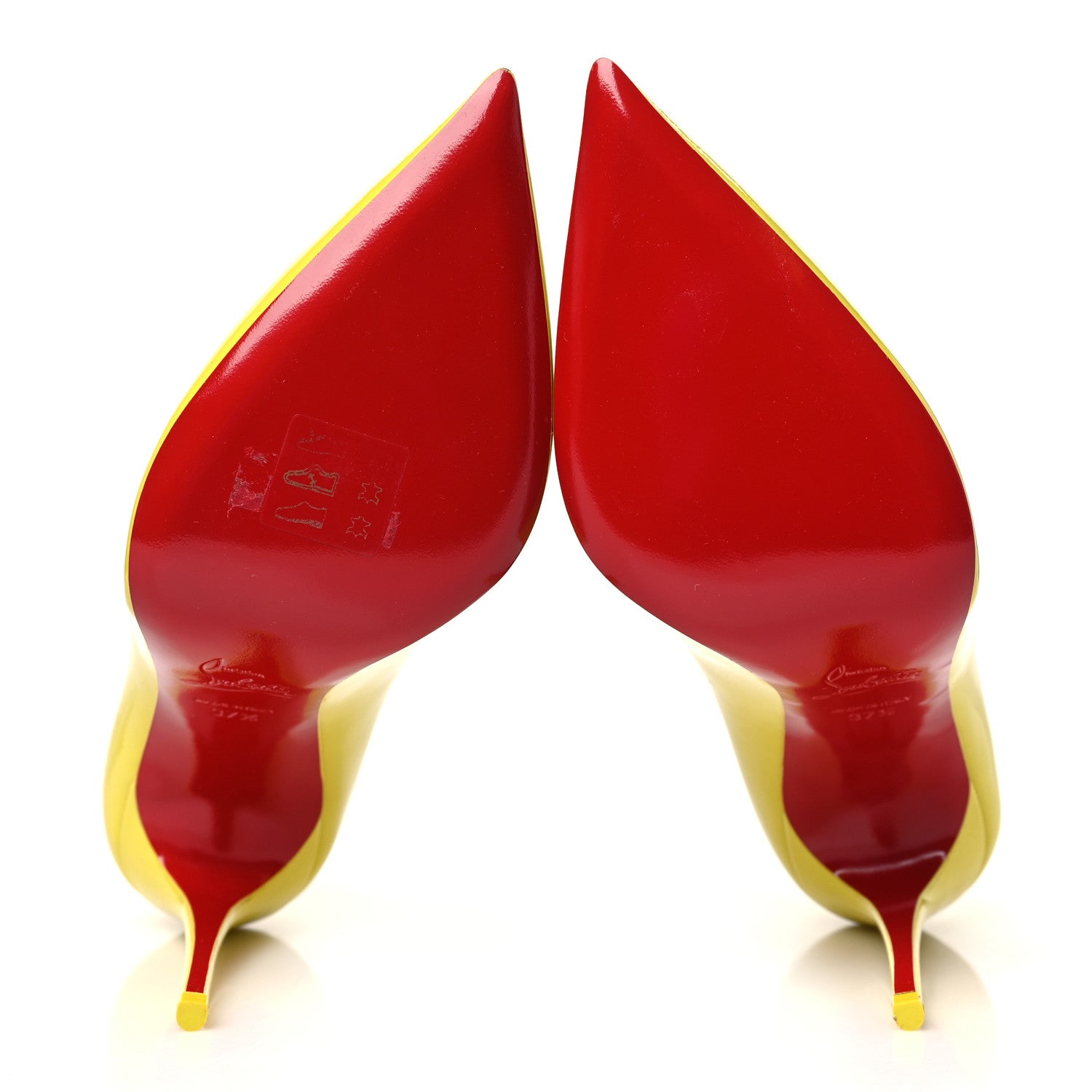 Christian Louboutin Patent Hot Chick 100 Pumps 37.5 Citrus 6 of 8