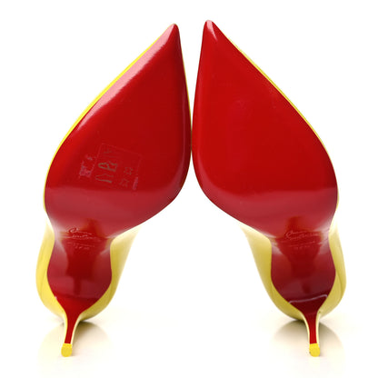 Christian Louboutin Patent Hot Chick 100 Pumps 37.5 Citrus 6 of 8