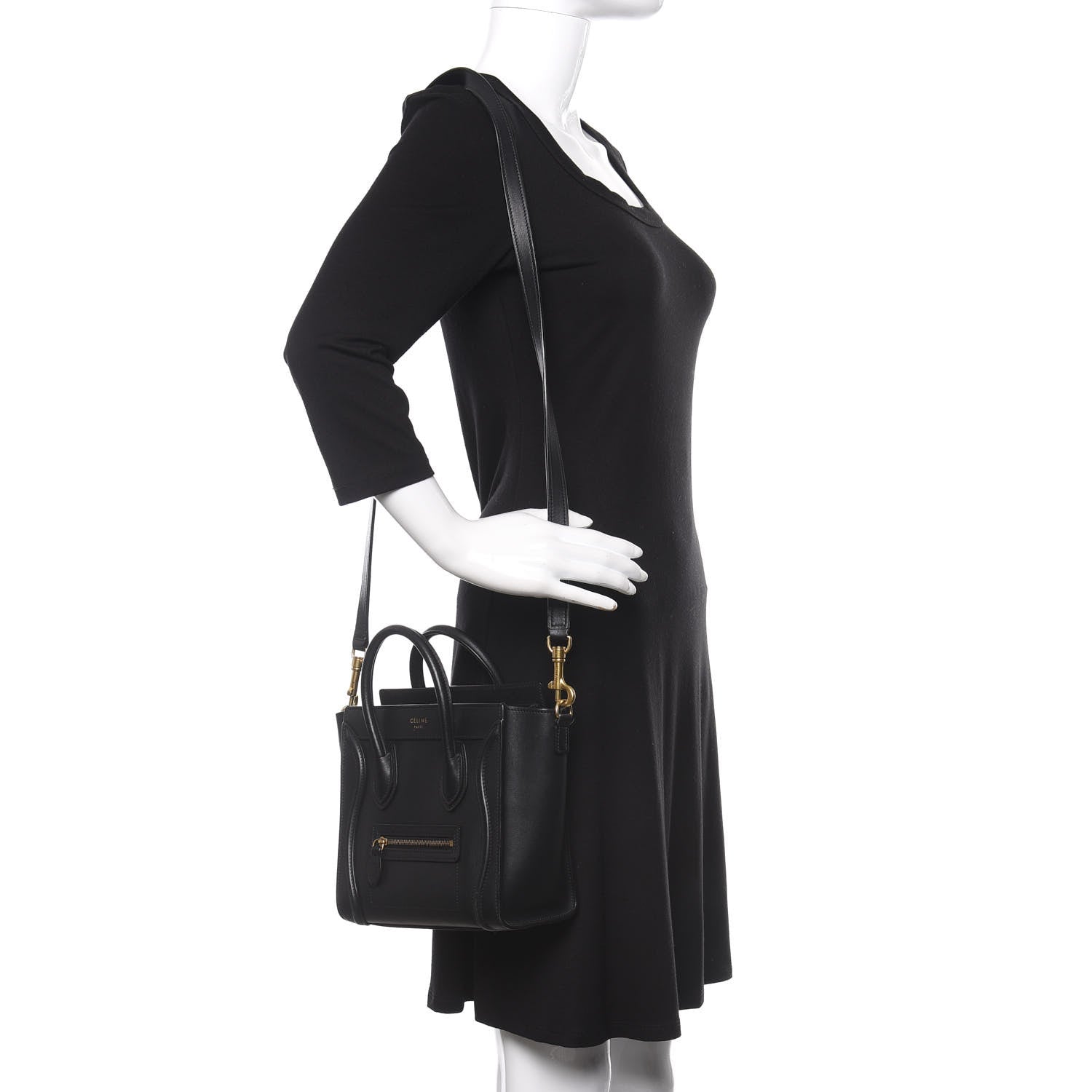 Celine Smooth Calfskin Nano Luggage Black 2 of 12