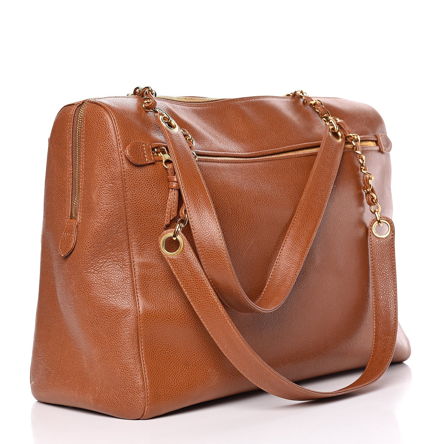 Chanel Caviar Large CC Shoulder Bag Light Brown 4 of 17
