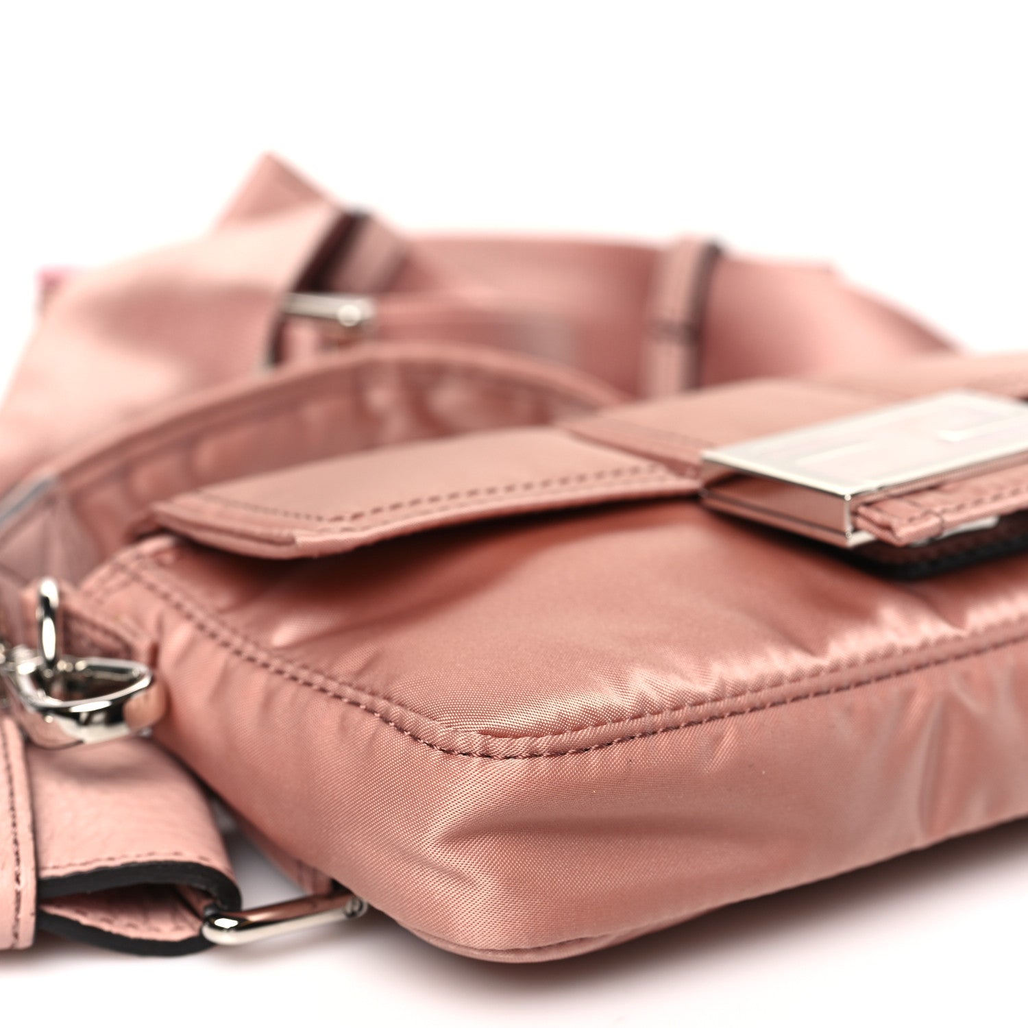 Fendi X PORTER Nylon Cuoio Roma Mini Phone Baguette Belt Bag Baby Pink 9 of 10