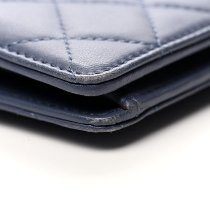 Chanel Lambskin Quilted Yen Wallet Blue 9 of 10