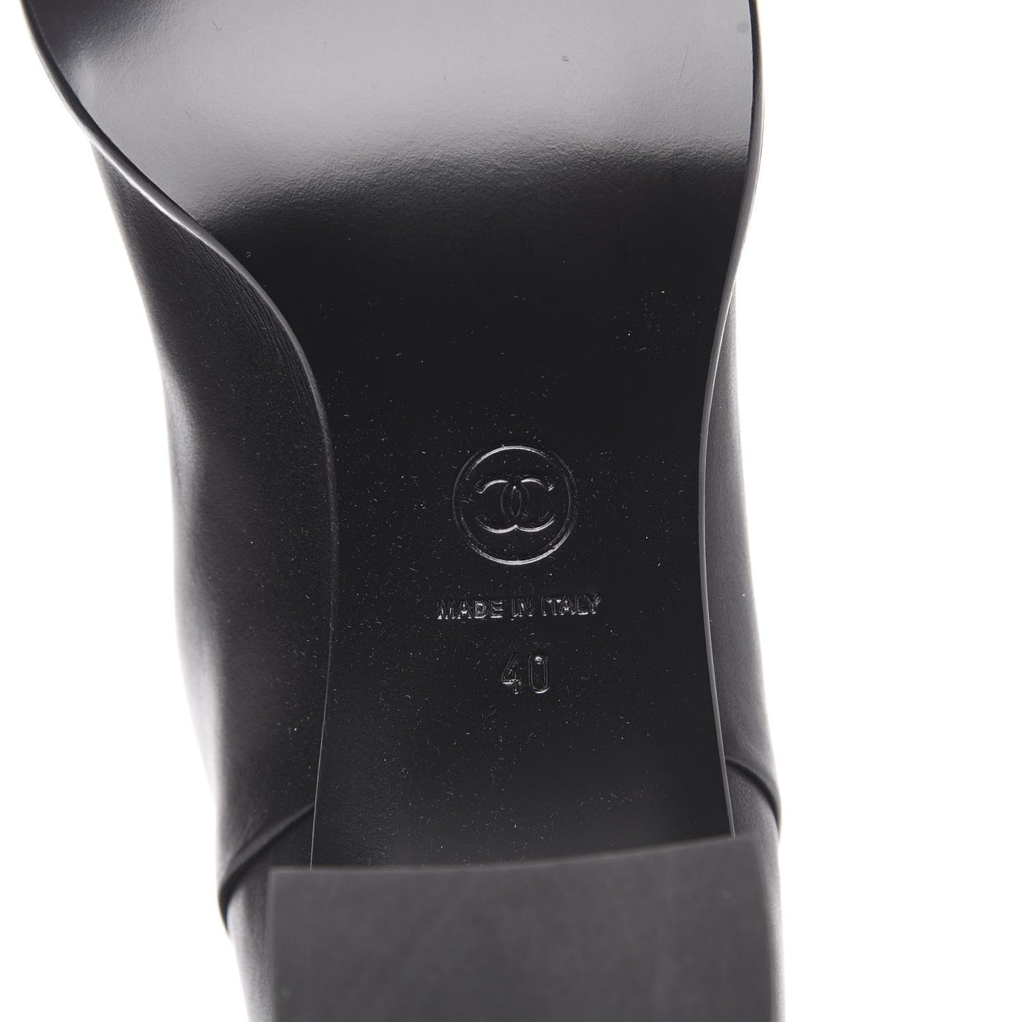 Calfskin CC High Boots 40 Black