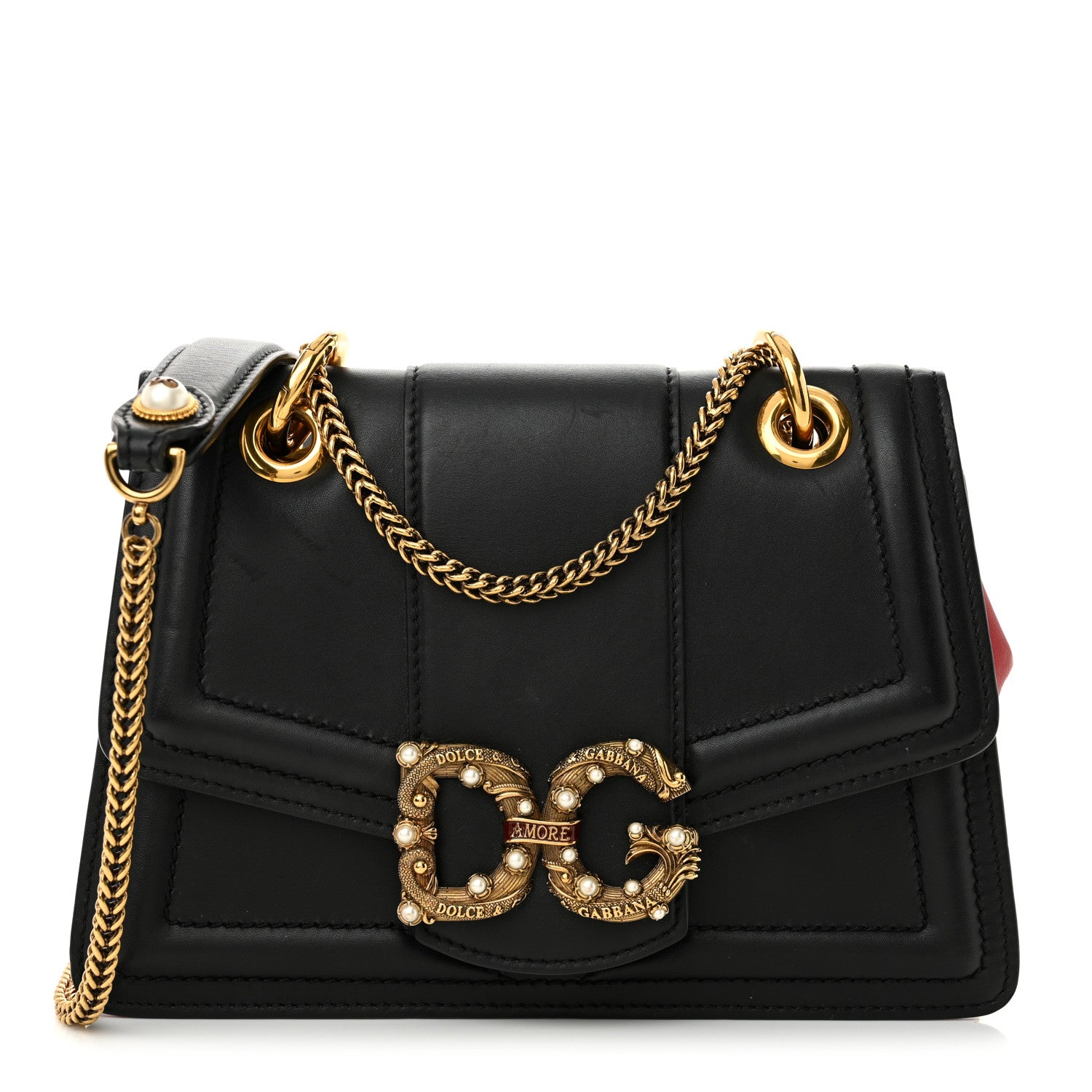 Dolce & Gabbana Smooth Calfskin Small DG Amore Envelope Bag Black 1 of 11