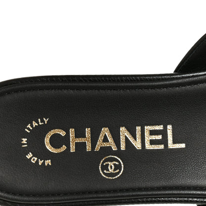 Chanel Lambskin CC Thong Sandals 37 Black 7 of 9