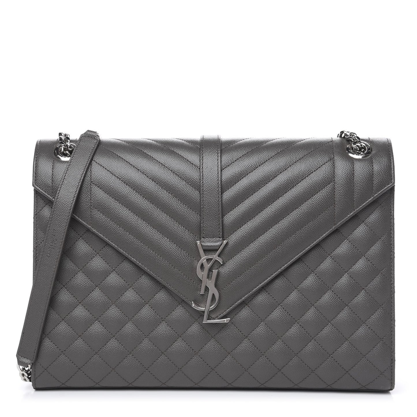 Grain De Poudre Large Tri-Quilt Monogram Satchel Fog