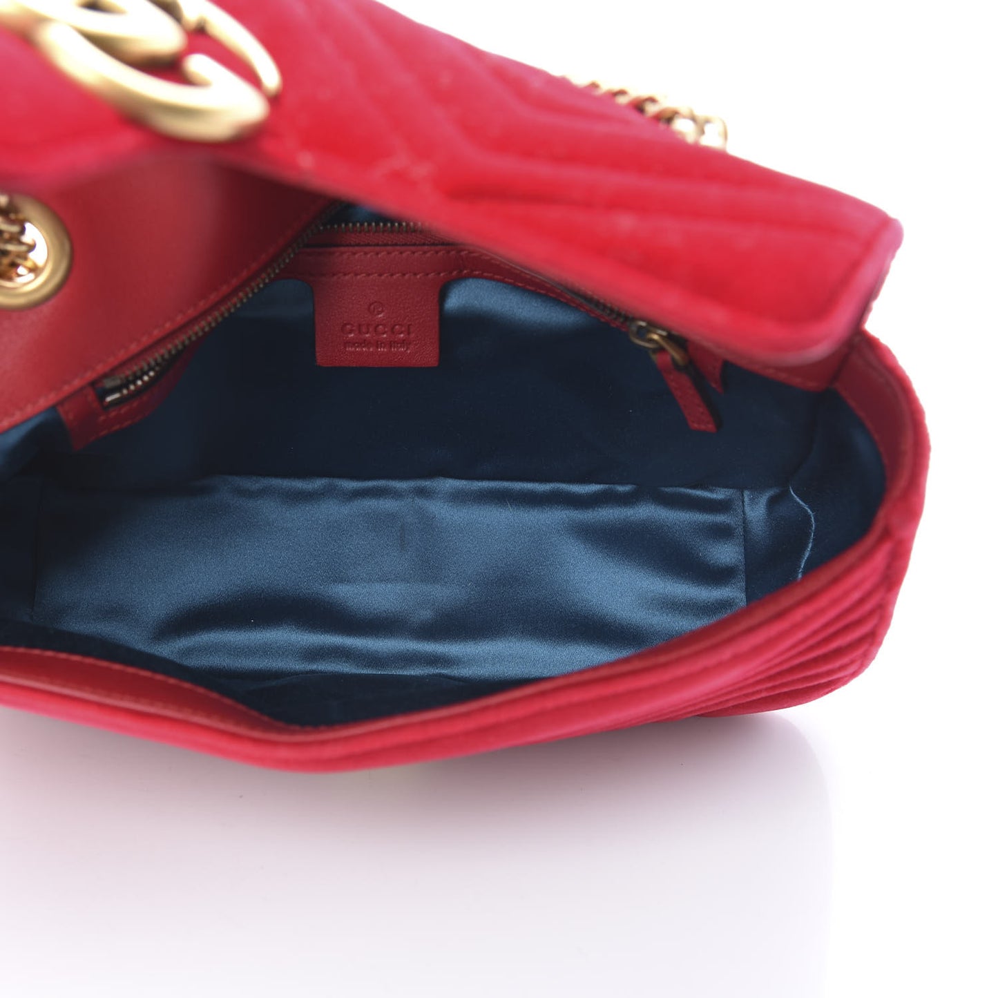 Velvet Matelasse Small GG Marmont Shoulder Bag Hibiscus Red