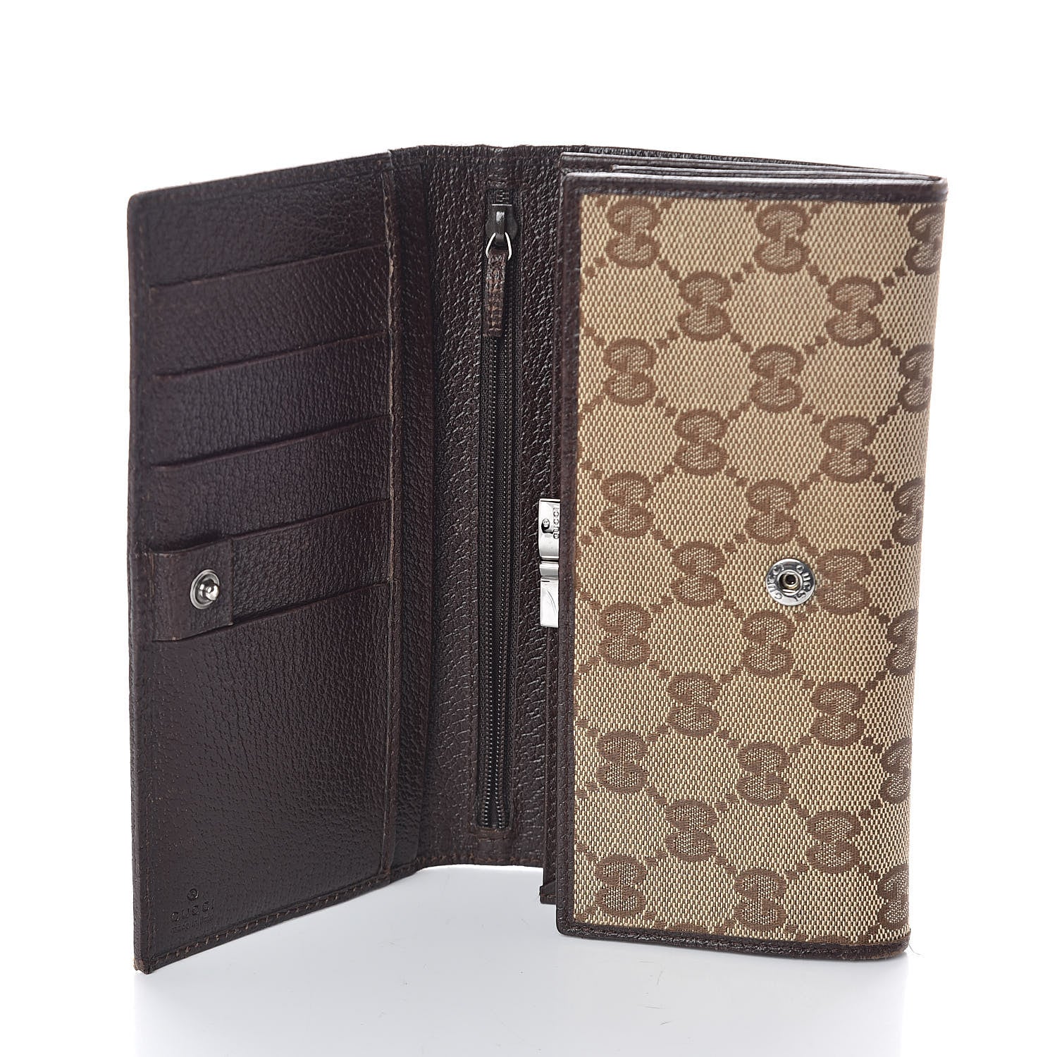 Gucci Monogram Metal Bar Continental Flap Wallet Brown 5 of 6