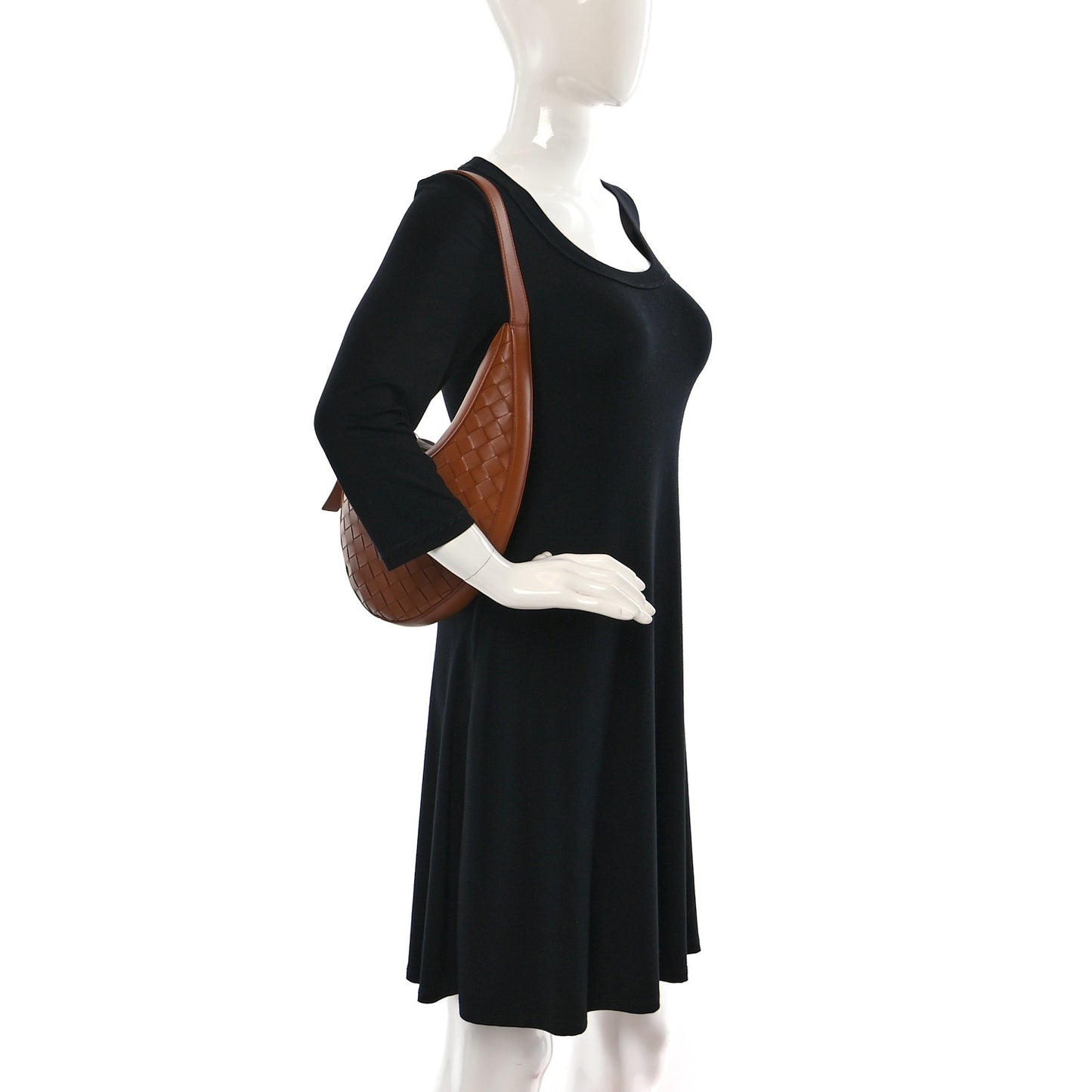 Nappa Intrecciato Small Drop Shoulder Bag Wood