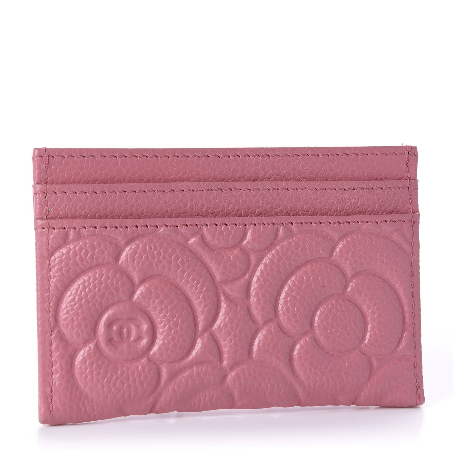 Caviar Camellia Embossed Card Holder Pink