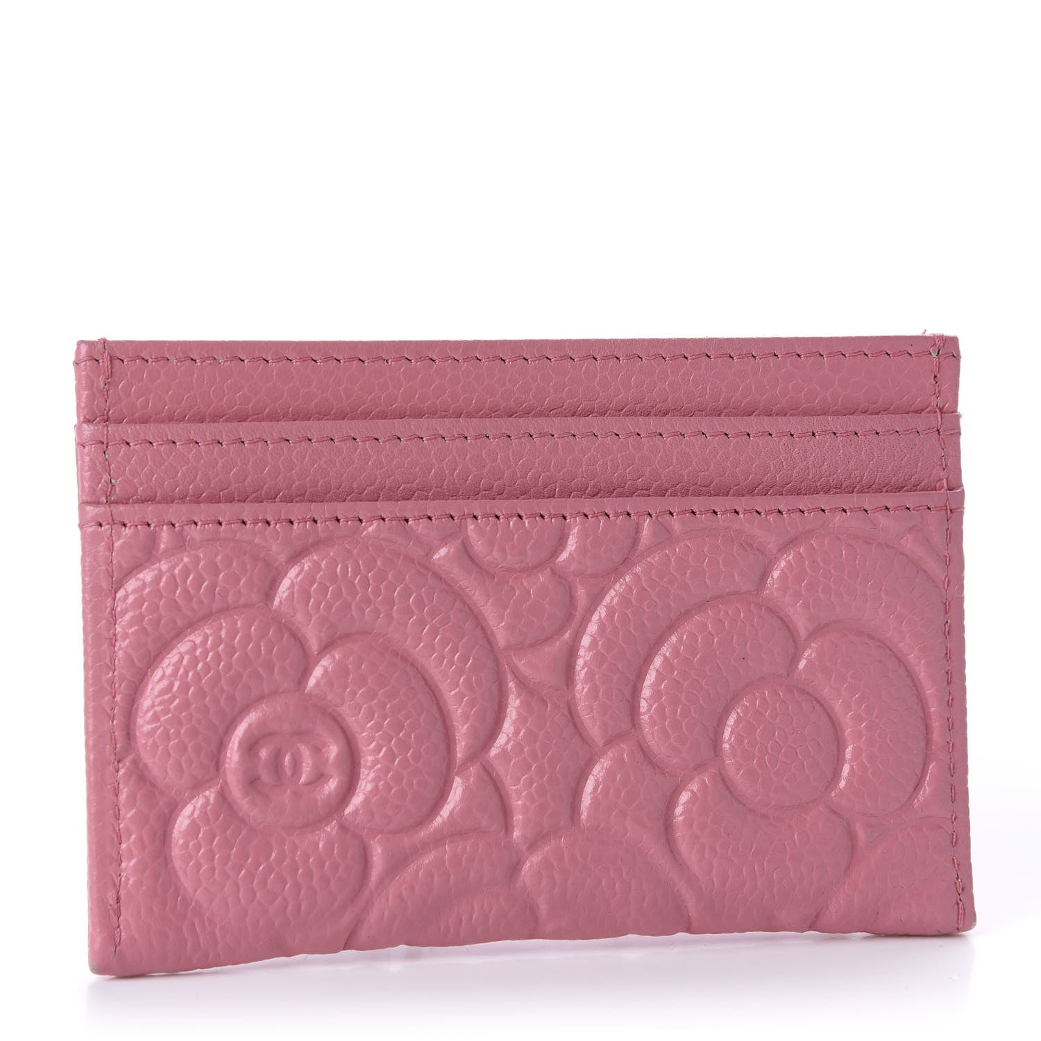 Chanel Caviar Camellia Embossed Card Holder Pink 3 of 11