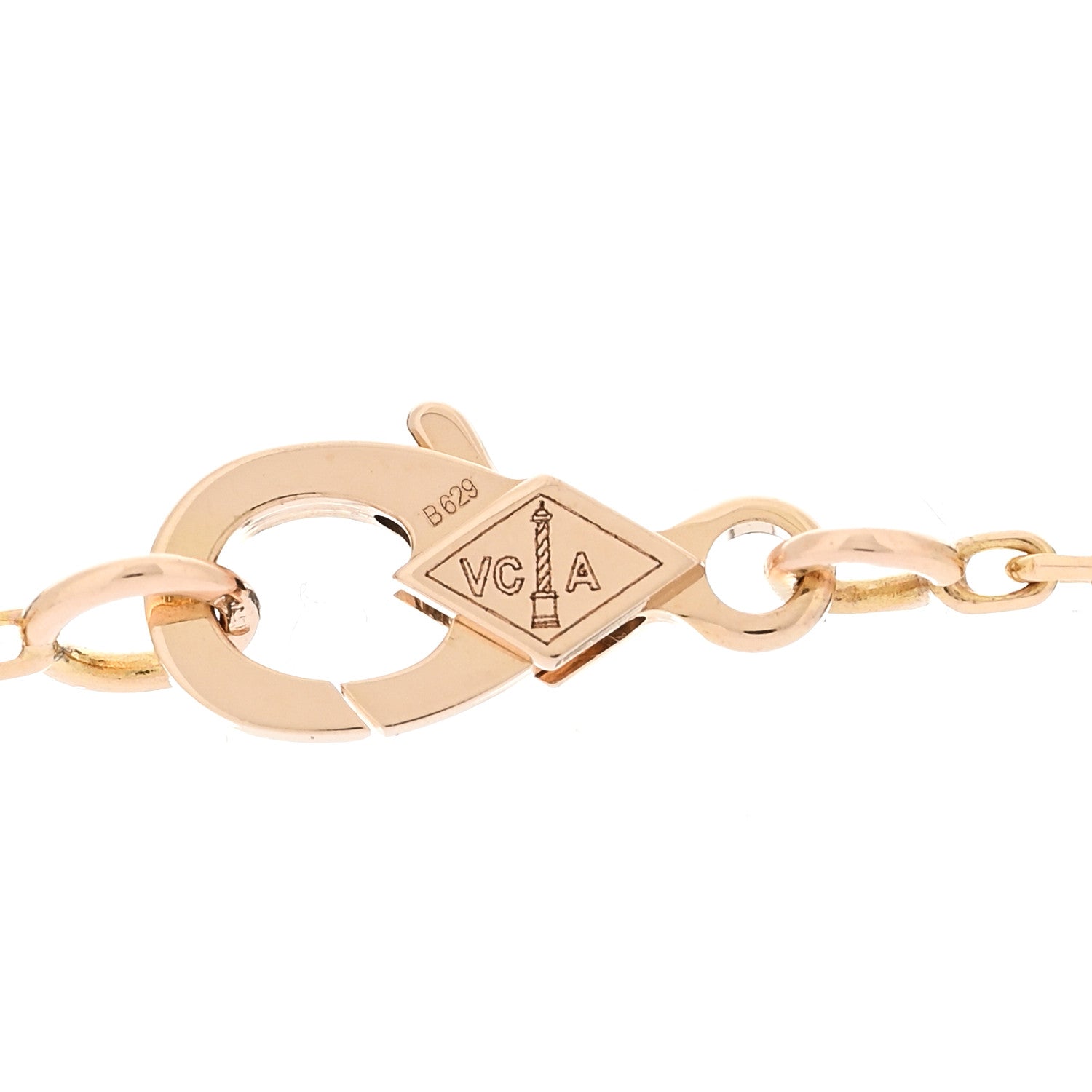 Van Cleef & Arpels 18K Rose Gold Diamond Bulls Eye Vintage Alhambra Pendant Necklace 6 of 7