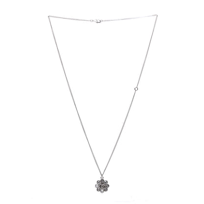 Chanel Crystal CC Flower Pendant Necklace Silver 3 of 6