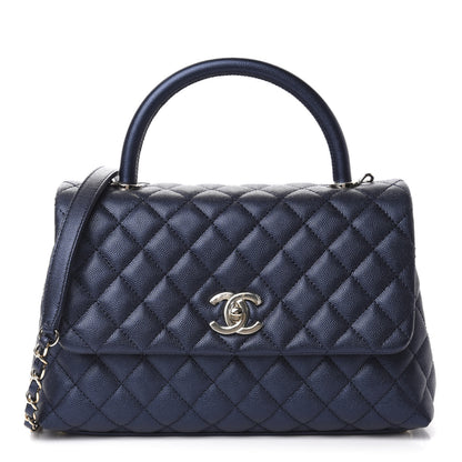 Chanel Iridescent Caviar Quilted Small Coco Handle Flap Dark Blue 1 of 11