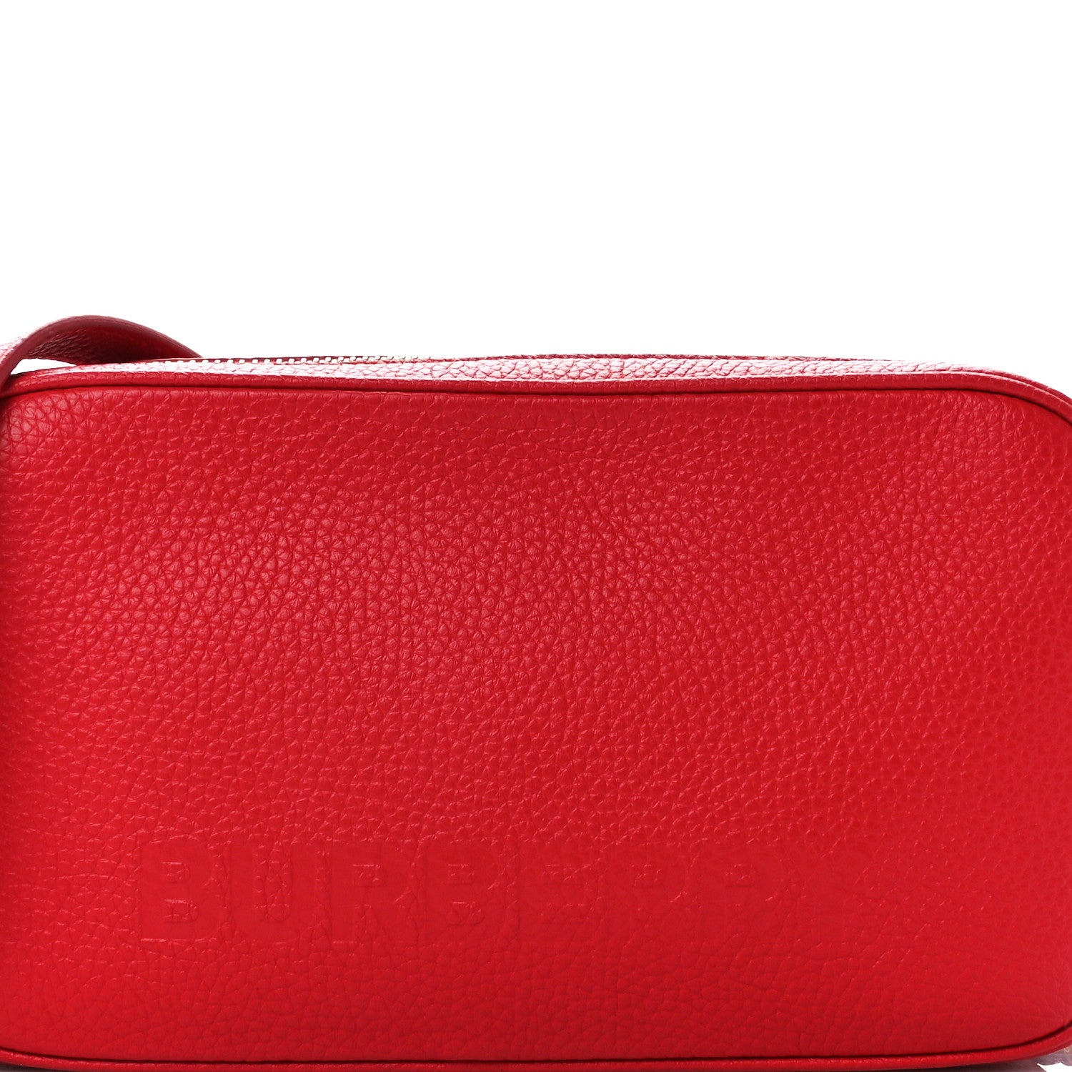 Burberry Calfskin Monogram Embossed Elongated Camera Bag Red 8 of 10