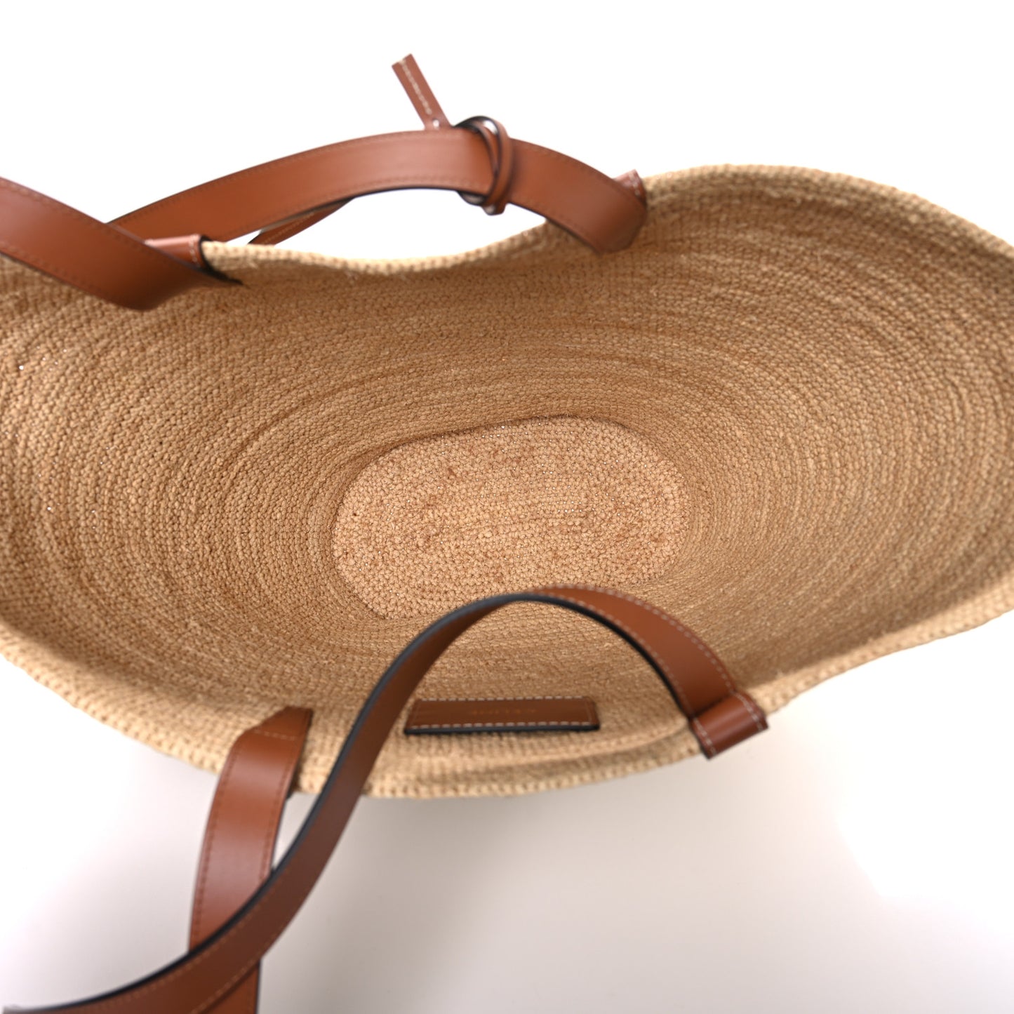 Raffia Calfskin Triomphe Medium Panier Tan
