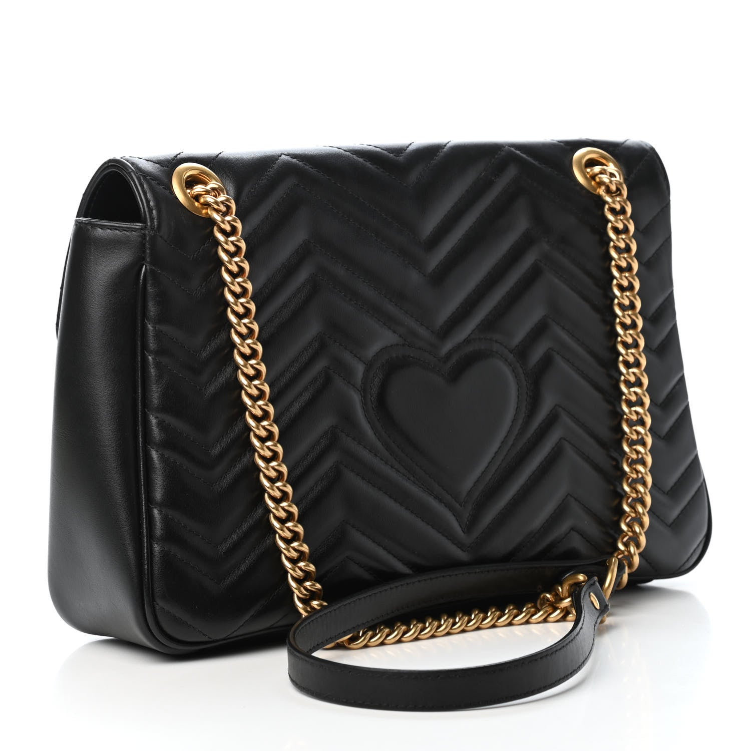Gucci Calfskin Matelasse Medium GG Marmont Shoulder Bag Black 2 of 4