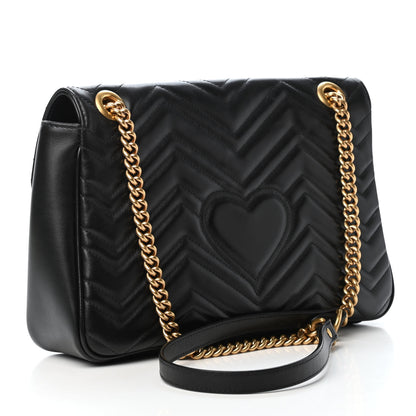 Gucci Calfskin Matelasse Medium GG Marmont Shoulder Bag Black 2 of 4