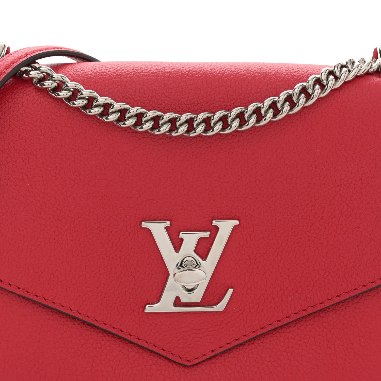 Louis Vuitton Soft Calfskin Mylockme Chain Bag BB Rubis 8 of 11