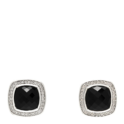 David Yurman Sterling Silver Pave Diamond Black Onyx 11mm Albion Earrings 1 of 5