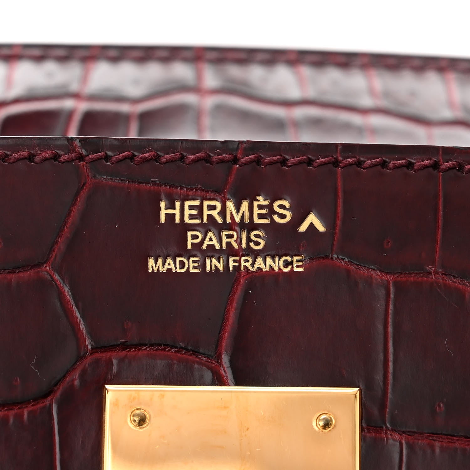 Hermes Shiny Porosus Crocodile Birkin 30 Bordeaux 6 of 13