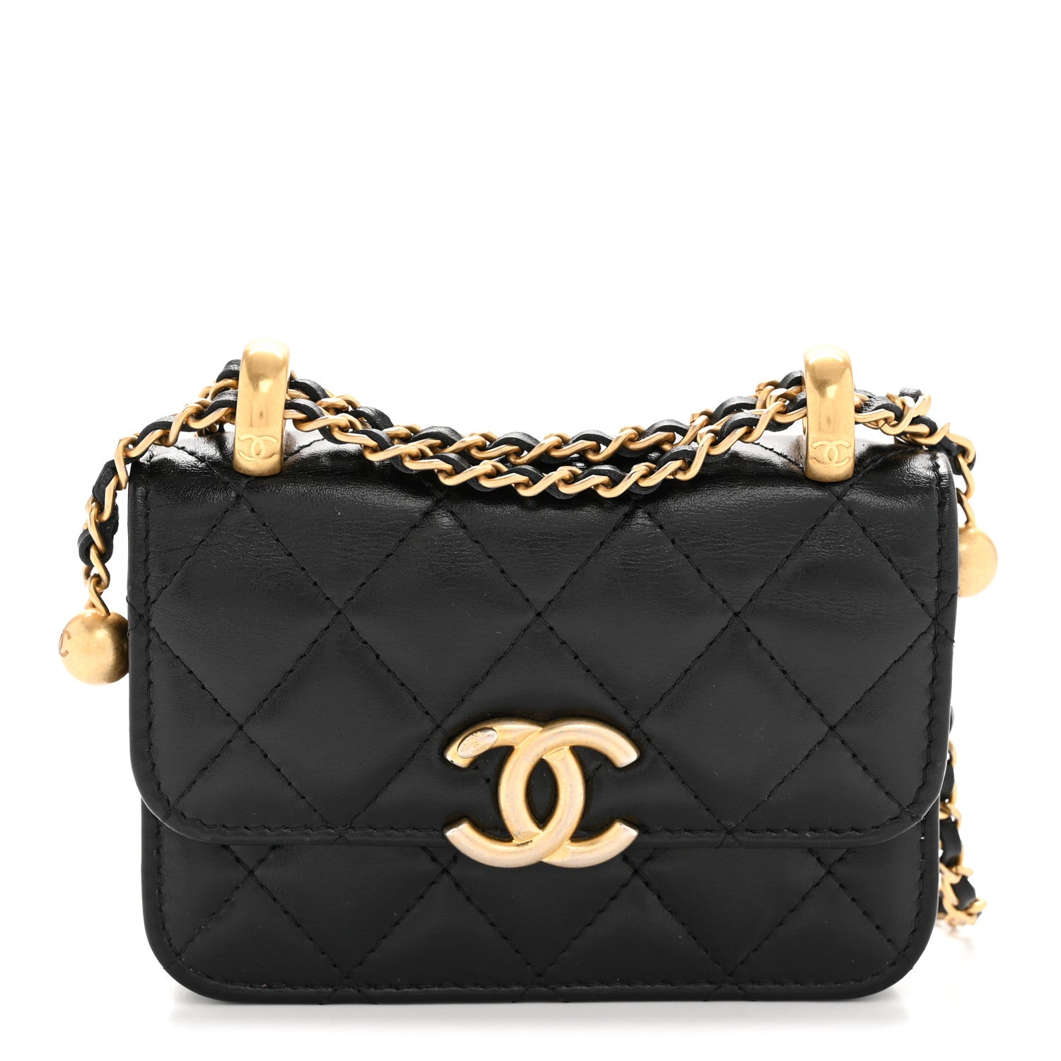 Chanel Calfskin Quilted Perfect Fit Coin Purse With Chain Black 1 of 13