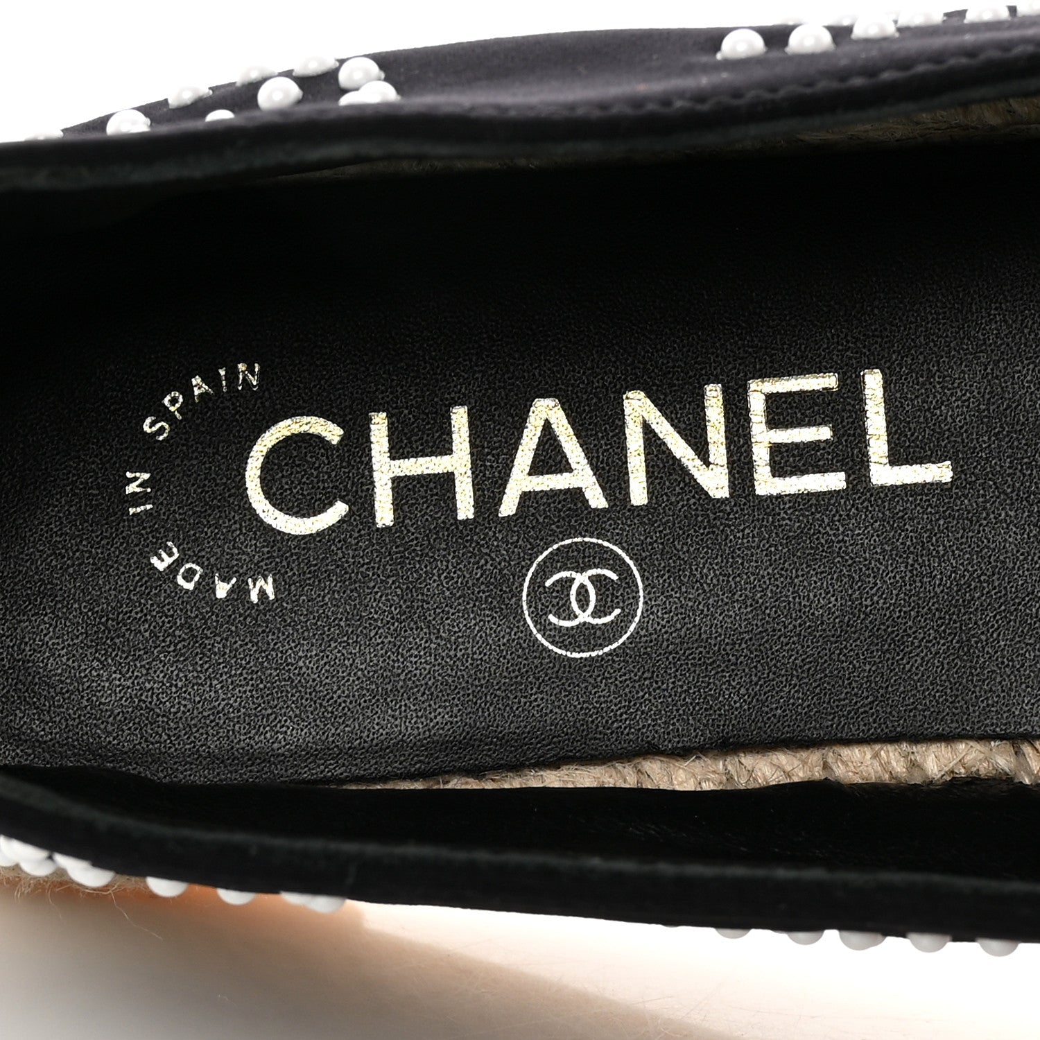 Chanel Neoprene Patent Calfskin Pearl CC Espadrilles 36 Black White 8 of 12