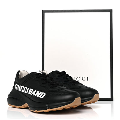 Gucci Calfskin Gucci Band Printed Mens Rhyton Sneakers 8 Apollo Black 9 of 9
