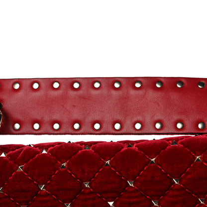 Valentino Garavani Velvet Medium Rockstud Spike Shoulder Bag Rosso Valentino 10 of 11