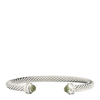 David Yurman Sterling Silver Diamond Prasiolite 5mm Cable Classics Princess Bracelet 1 of 3