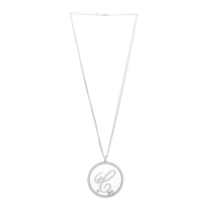 Chopard 18K White Gold Diamond Happy Diamonds Letter C Pendant Necklace 3 of 5