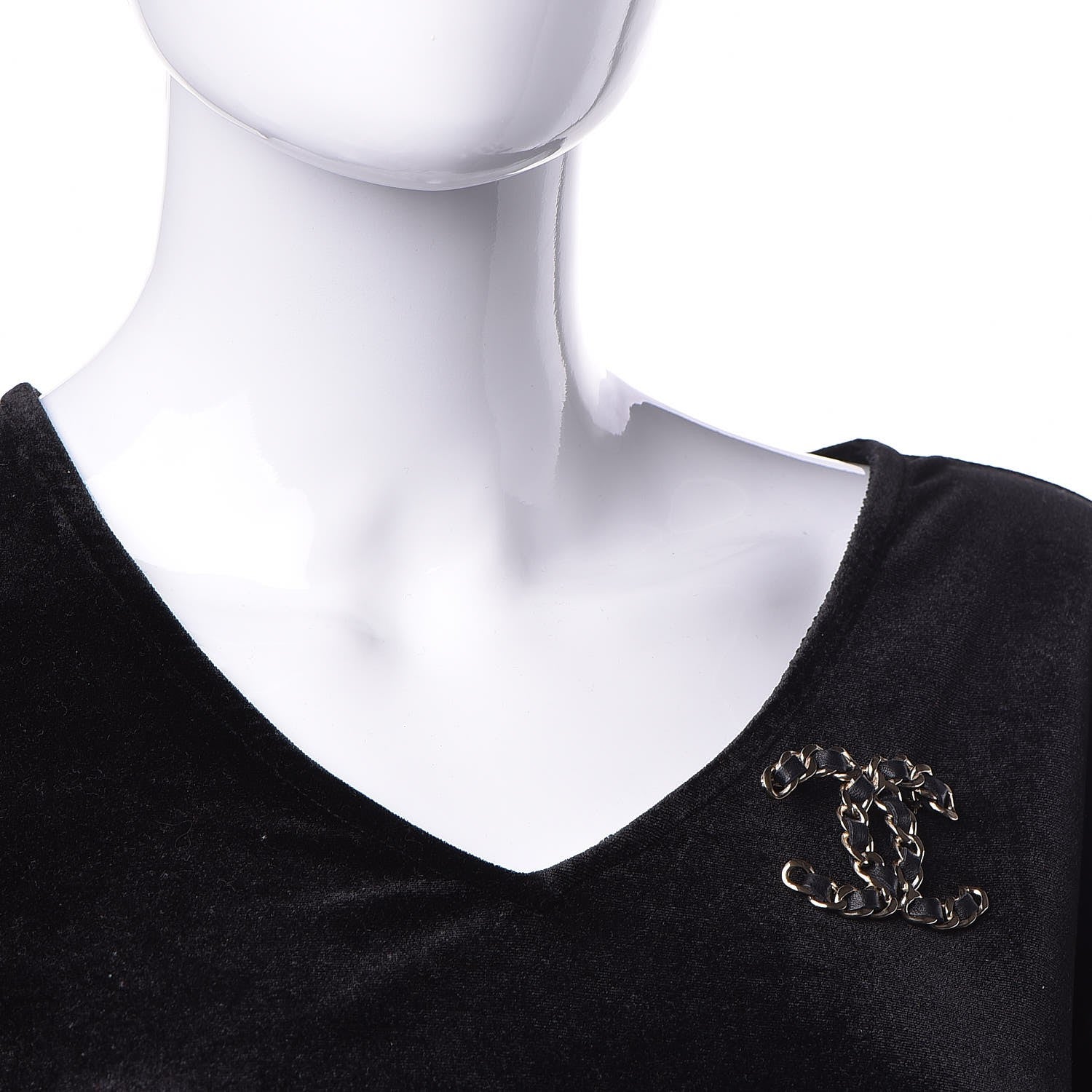 Chanel Lambskin Chain CC Brooch Black Gold 2 of 5