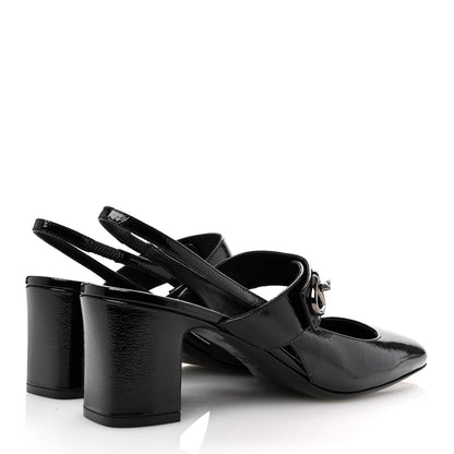 Valentino Garavani Wrinkled Patent Vlogo Turn Lock Slingback 65mm Pumps 40 Black 5 of 10