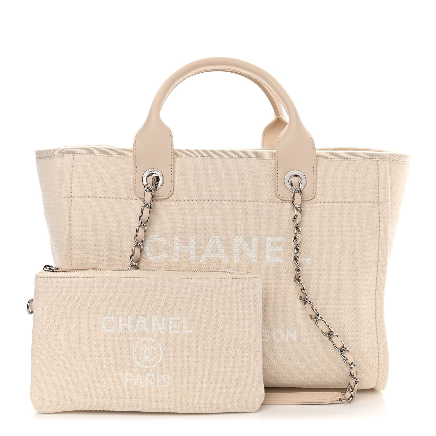 Chanel Mixed Fibers Small Deauville Tote White 1 of 15