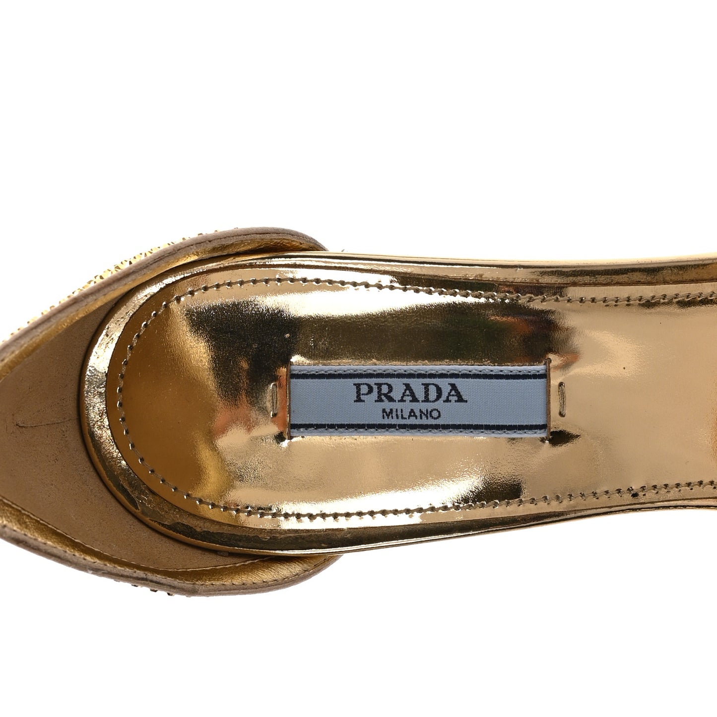 Satin Crystal Triangle Logo 40/135mm Platform Sandals 38.5 Platino