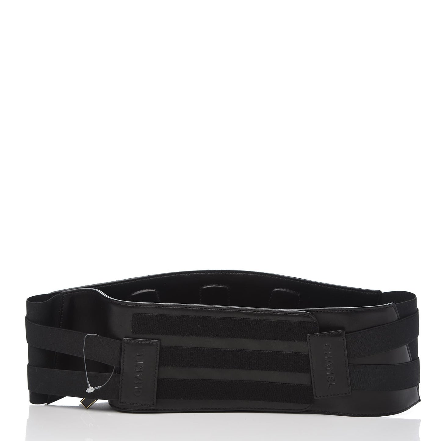 Lambskin Quilted Wide Belt M Black