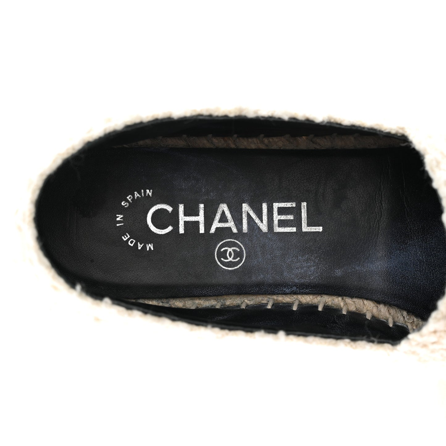 Tweed Grosgrain CC Espadrilles 36 White Black