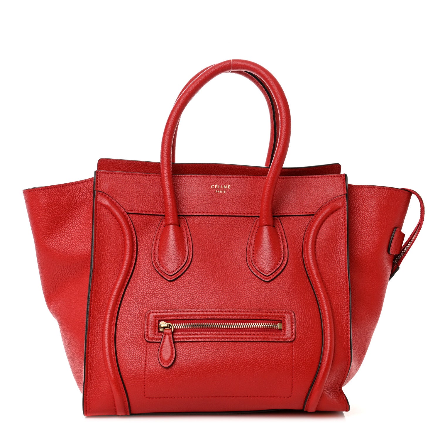 Celine Drummed Calfskin Mini Luggage Coquelicot 1 of 12