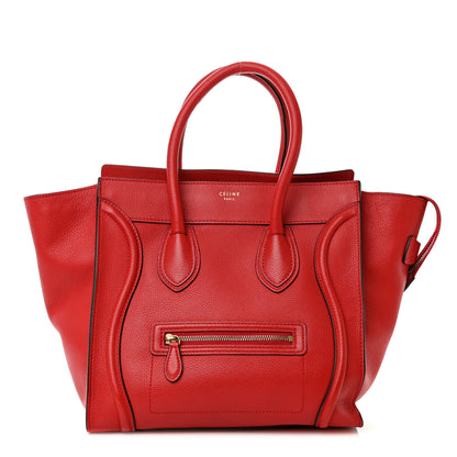 Celine Drummed Calfskin Mini Luggage Coquelicot 1 of 12
