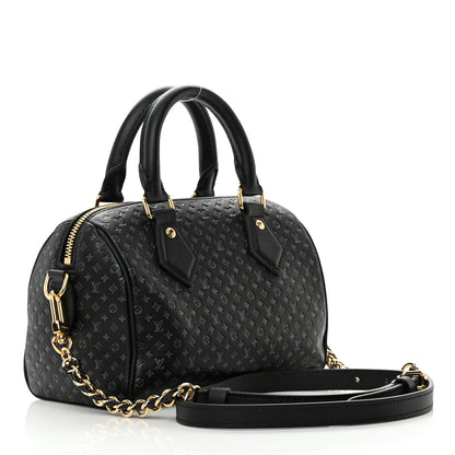 Louis Vuitton Calfskin Nanogram Embossed Speedy 20 Black 3 of 10