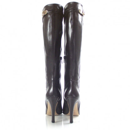 Gucci Leather Knee High Boots 38 Chocolate 3 of 9