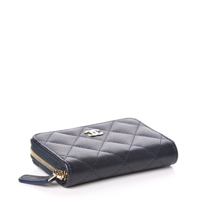 Chanel Caviar Quilted Zip Coin Purse Navy Blue 4 of 8