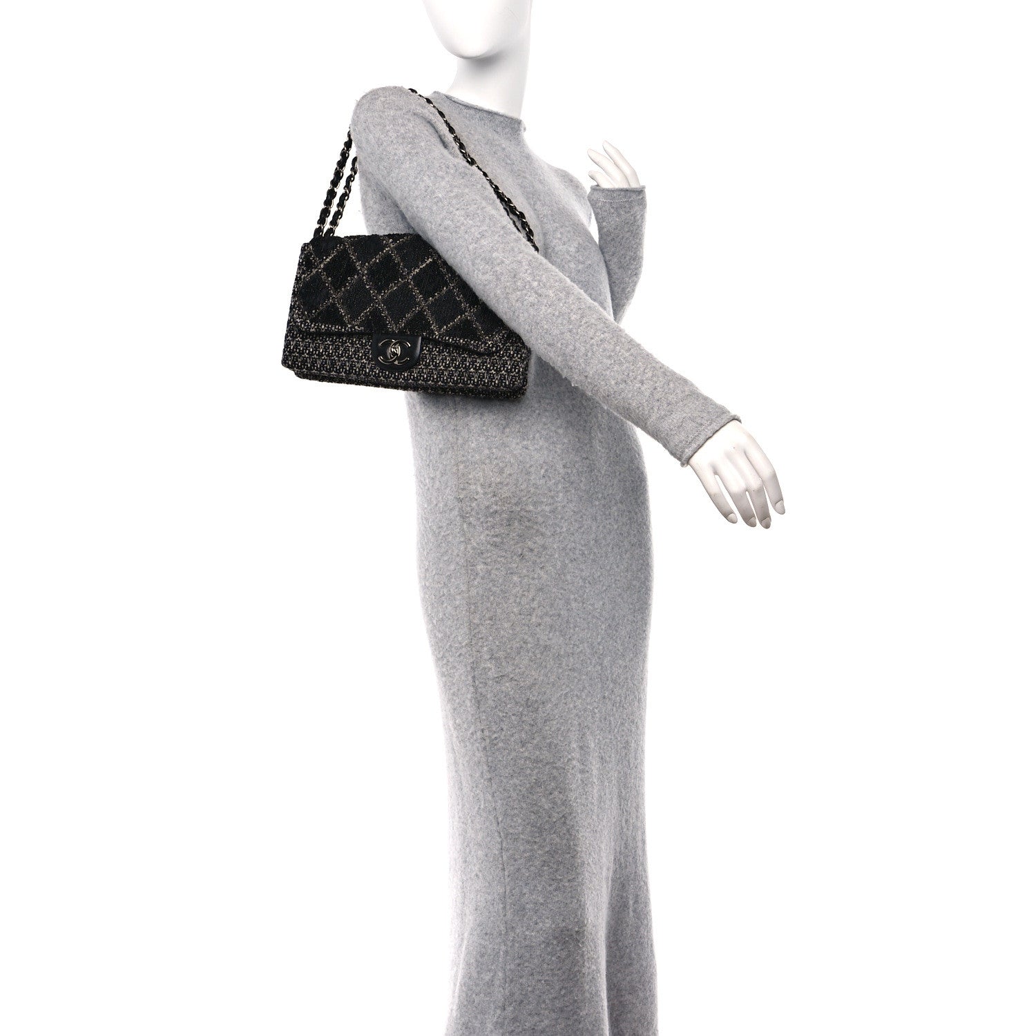Chanel Sequin Tweed Icons Large Accordion 3 Flap Black 2 of 13