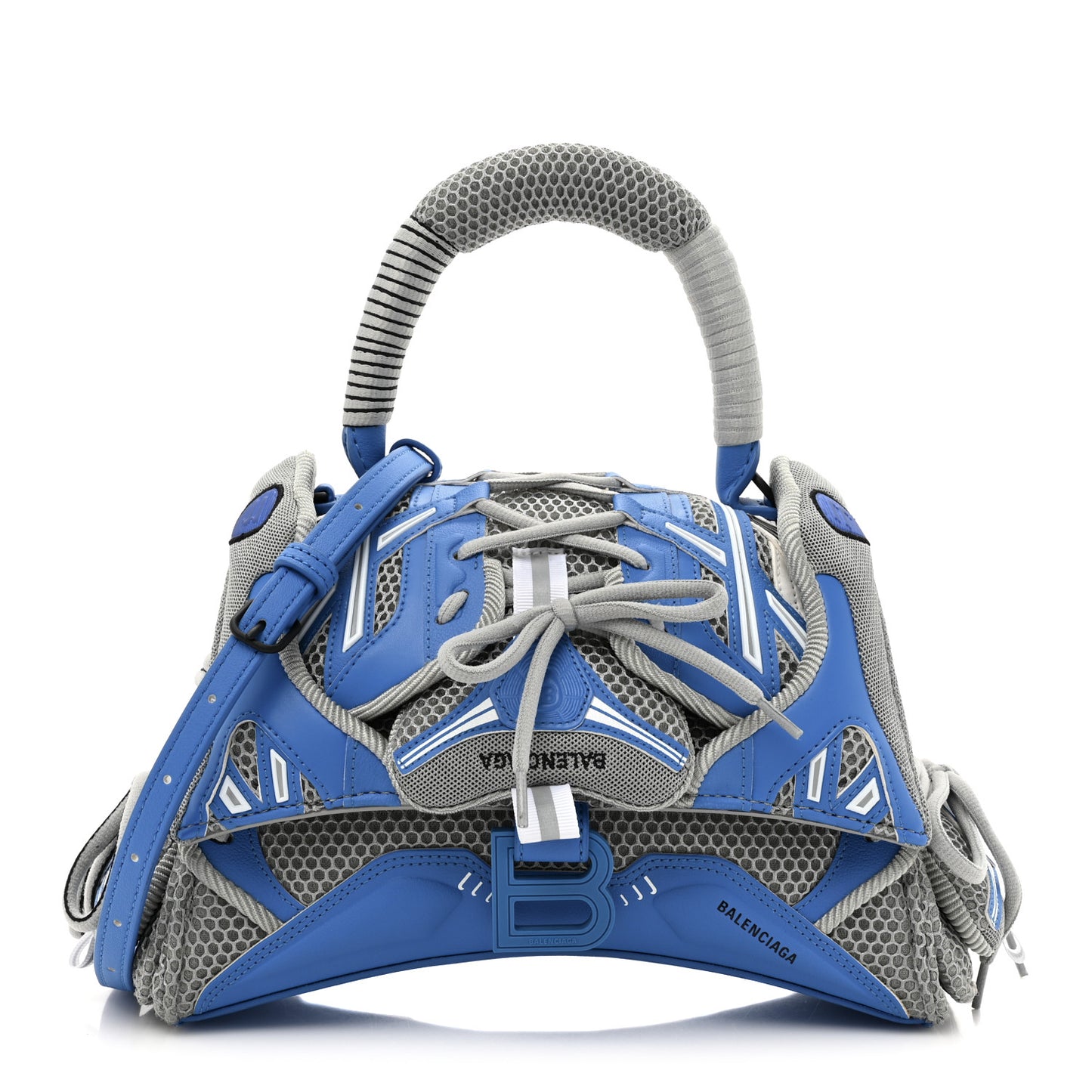 Faux Calfskin Fabric Small Sneakerhead Top Handle Bag Blue Grey