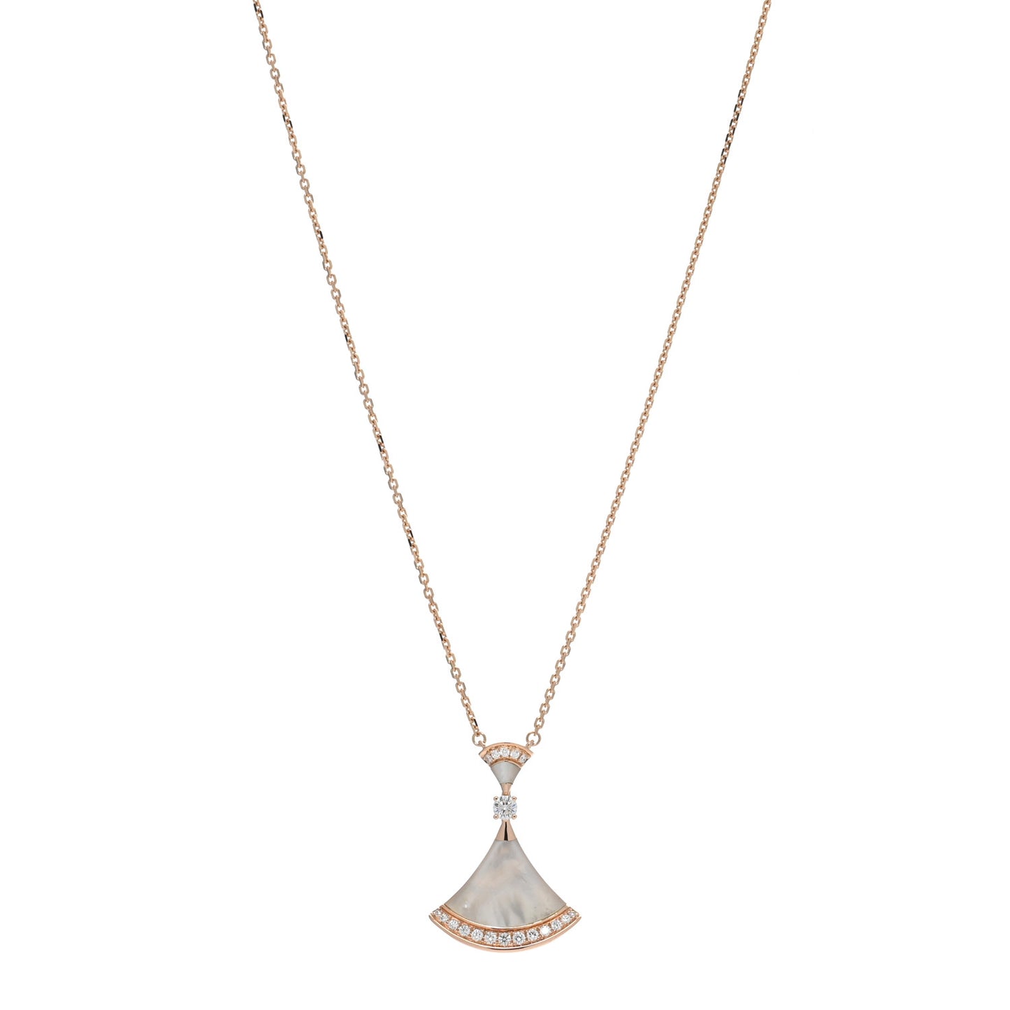 18K Rose Gold Diamond Large Mother of Pearl Divas' Dream Pendant Necklace