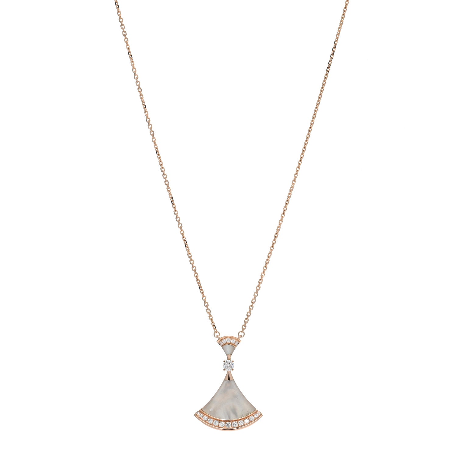 Bulgari 18K Rose Gold Diamond Large Mother of Pearl Divas' Dream Pendant Necklace 1 of 4