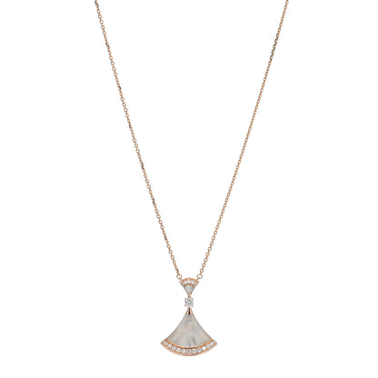 Bulgari 18K Rose Gold Diamond Large Mother of Pearl Divas' Dream Pendant Necklace 1 of 4
