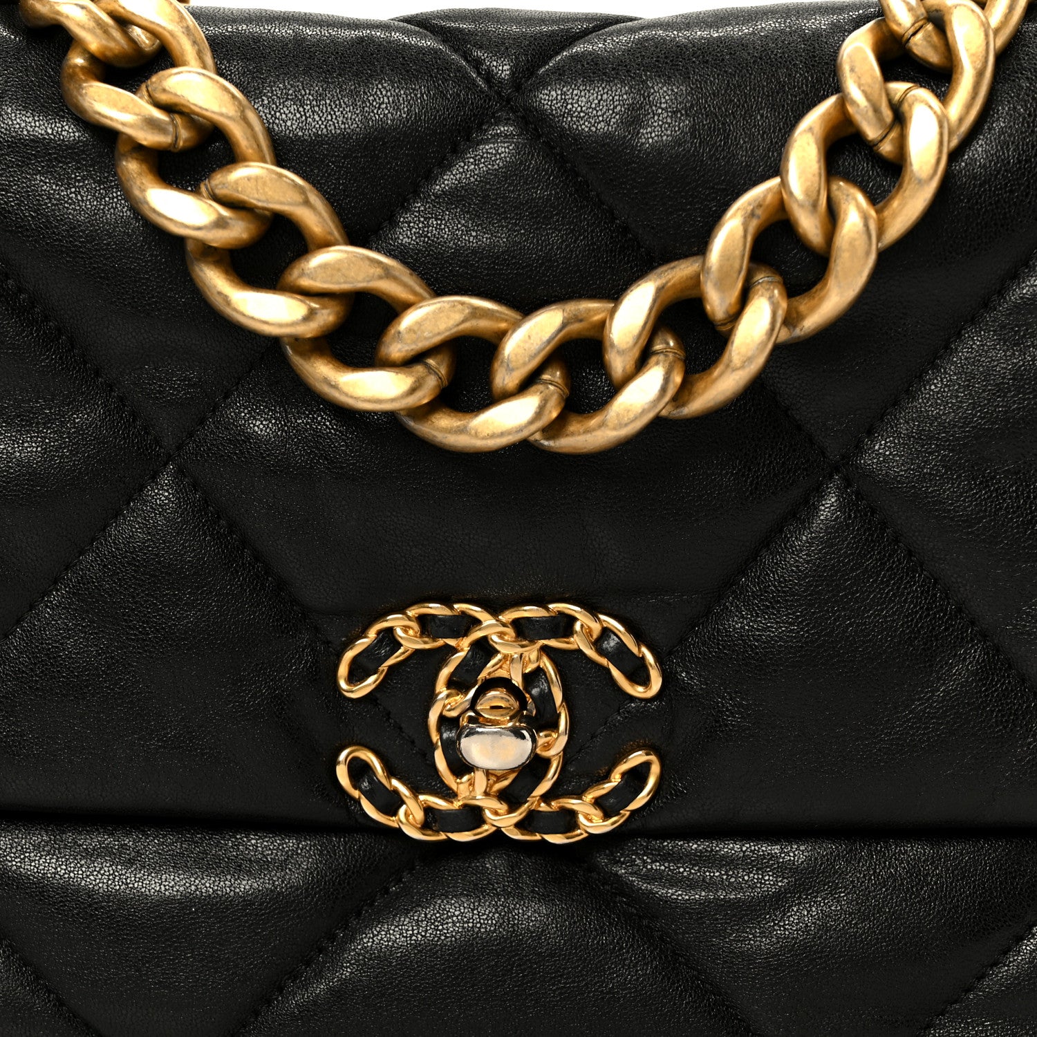 Chanel Goatskin Quilted Large Chanel 19 Flap Black 8 of 10