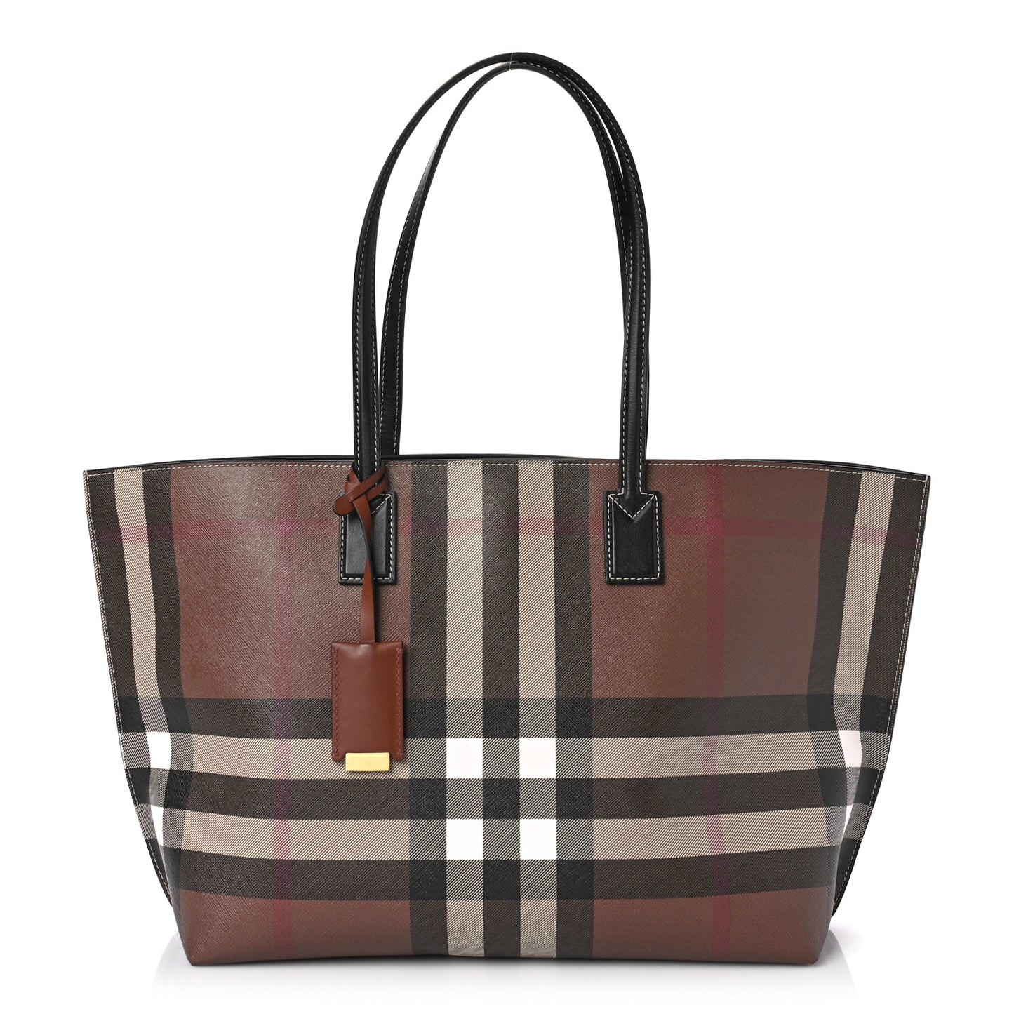 E-Canvas Check Medium Soft TB Tote Dark Birch Brown