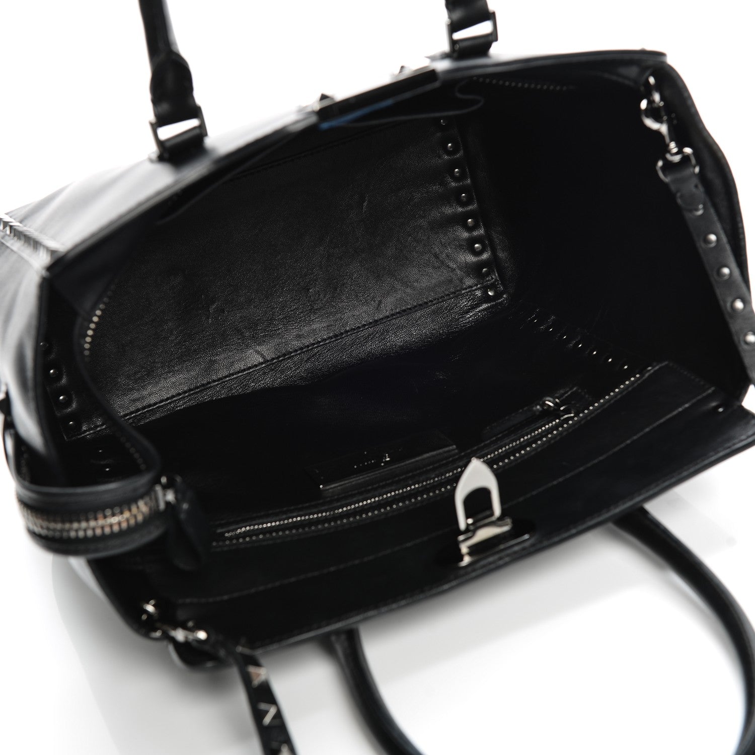 Valentino Garavani Vitello Rockstud Double Handle Tote Black 5 of 7